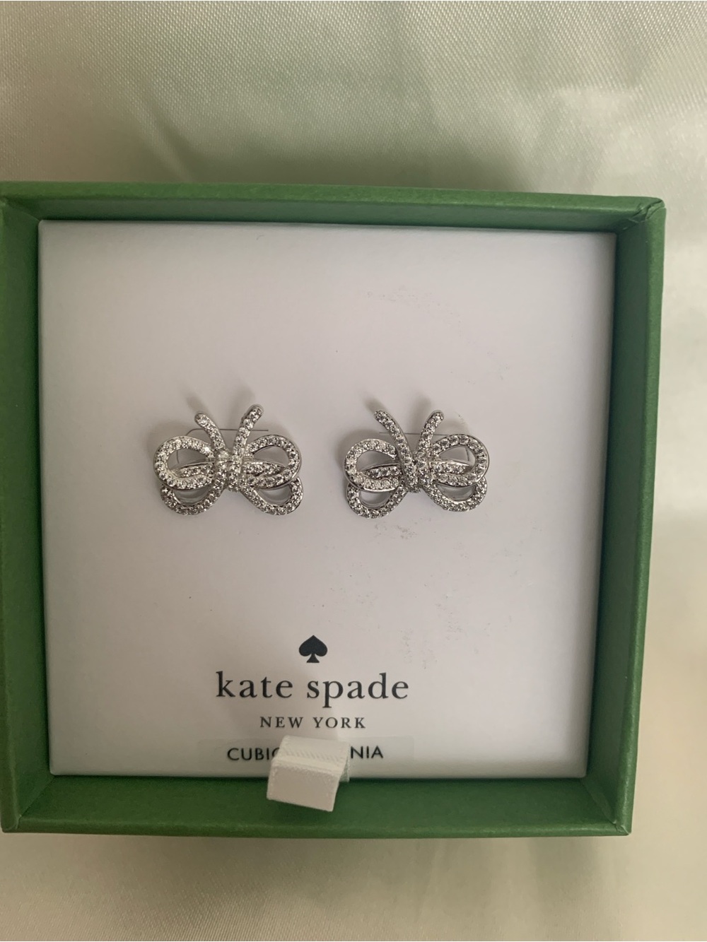 Kate Spade Kids Silver Butterfly Cubic Zirconia Stud Earrings - Picture 4 of 5